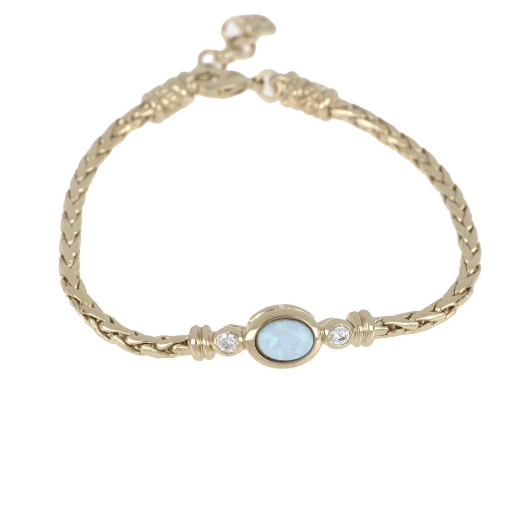 John Medeiros Opalas do Mar Collection - Single Strand Blue Oval Opal CZ Bracelet