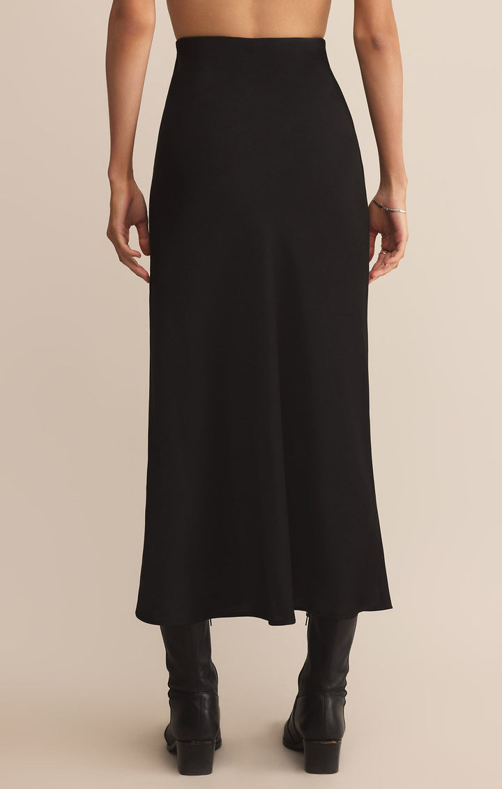 Z Supply Izabel Luxe Satin Skirt in Black