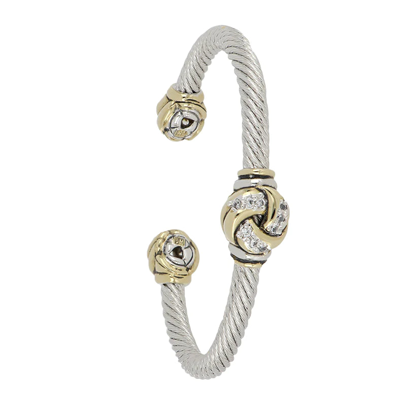 John Medeiros Infinity Knot Pave Center Wire Cuff Bracelet
