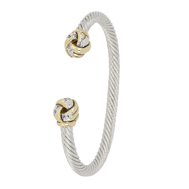 John Medeiros Infinity Knot Pave Ends Wire Cuff Bracelet