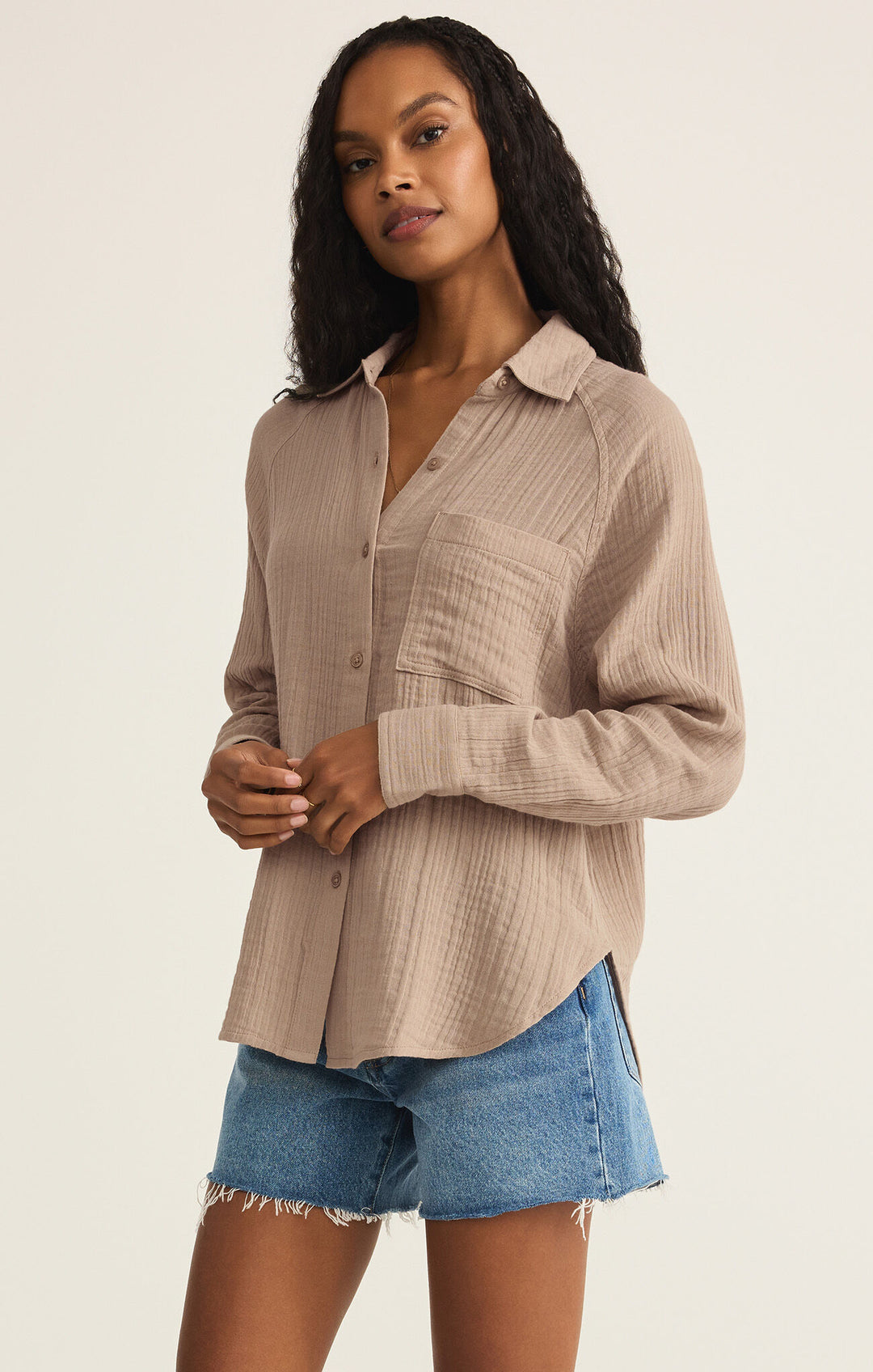 Z Supply The Perfect Airy Top in Iced Coffee