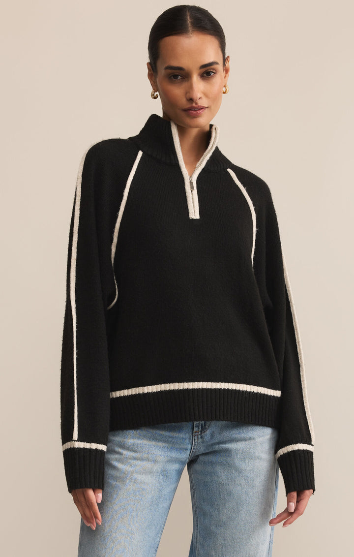 Z Supply Alps Half Zip Sweater in Black