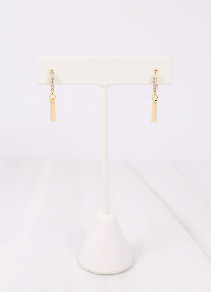 Annita CZ Huggie Earring with Bar in Gold