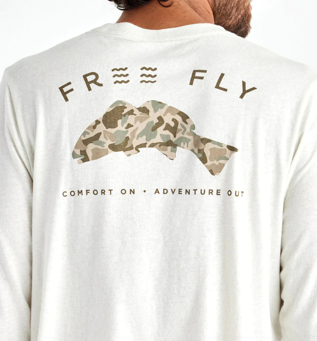 Free Fly Redfish Camo Long Sleeve in Heather Oyster