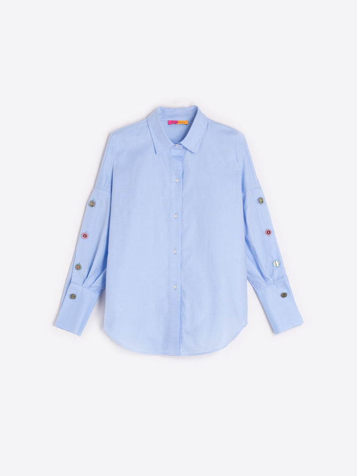 Vilagallo Mikaela Button Down Shirt in Blue