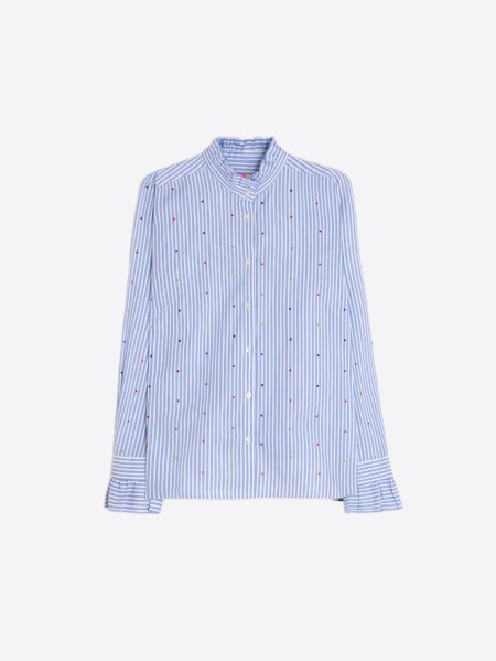 Vilagallo Nicola Striped Button Down Top in White