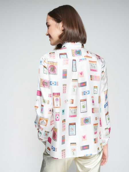 Vilagallo Rosa Printed Button Down Top