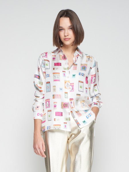 Vilagallo Rosa Printed Button Down Top