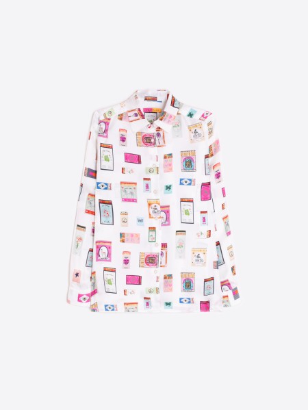 Vilagallo Rosa Printed Button Down Top