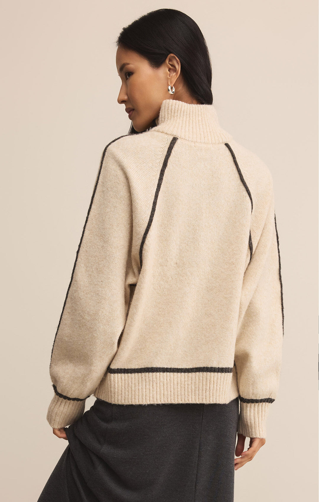 Z Supply Alps Half Zip Sweater in Light Oatmeal Heather