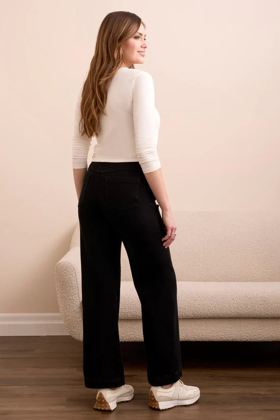 Tribal Audrey Boundless Stretch Denim Pull-On Flare Jeans in Black
