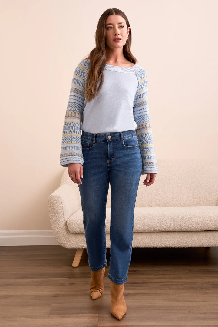 Tribal Audrey Boundless Stretch Denim Straight Leg Crop Jeans in Darknight
