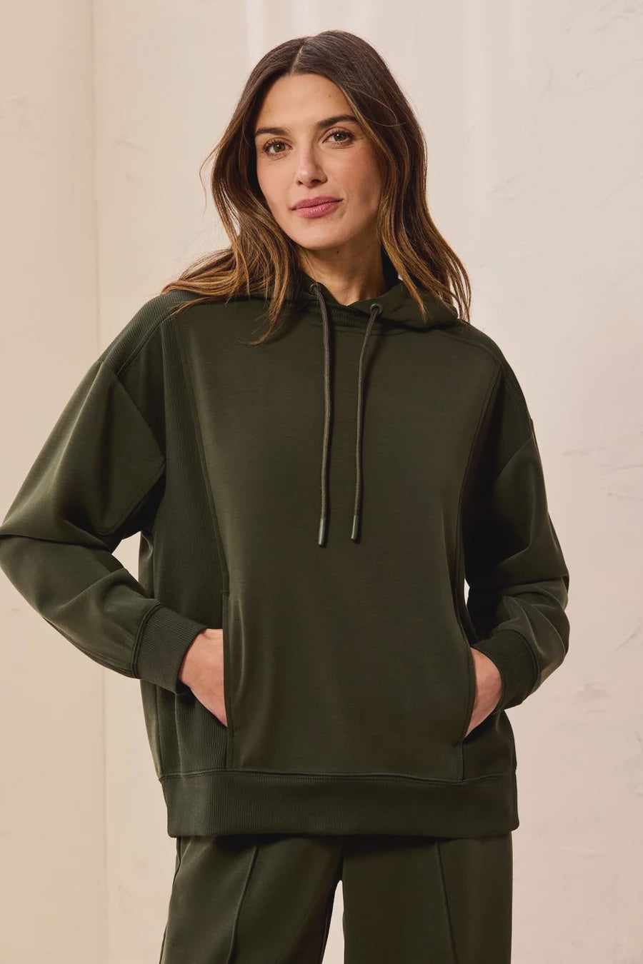 Tribal Soft Modal Hoodie With Drawstring Hood & Front Pocket Detail in Cedargreen