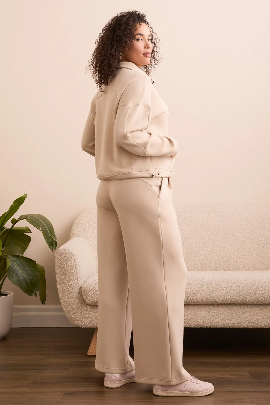 Tribal Techno Lux Zip-Accent Mock Neck Sweater in Moonstone