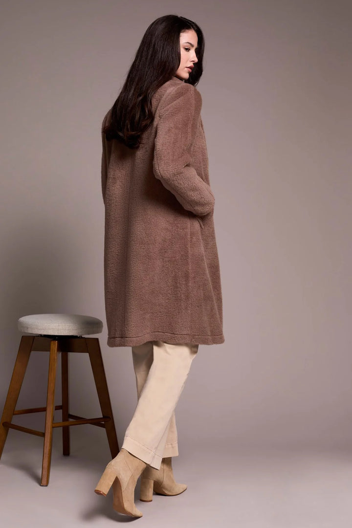 Tribal Soft Plush Button-Front Coat in Fossil