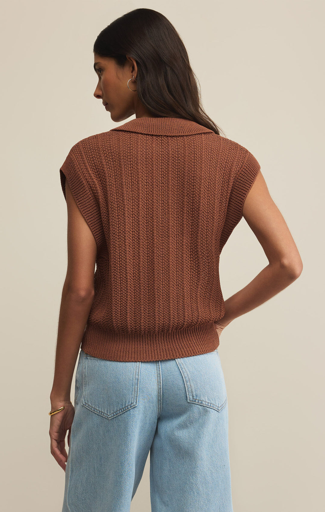 Z Supply Lauden Polo Top in Teakwood