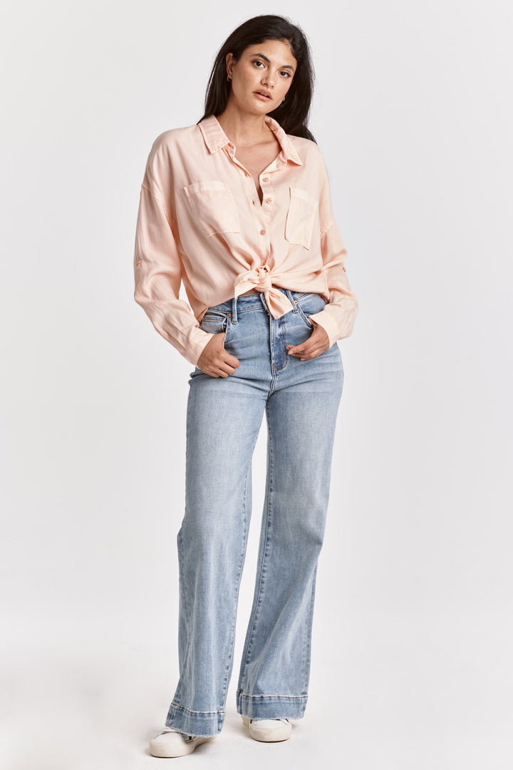 Dear John Fiona Super High Rise Wide Leg Jeans in Montilla