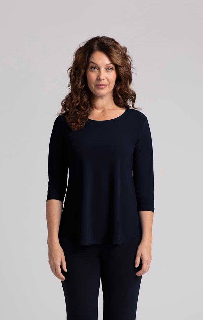 Sympli Go To Classic T Relax 3/4 Sleeve in Navy
