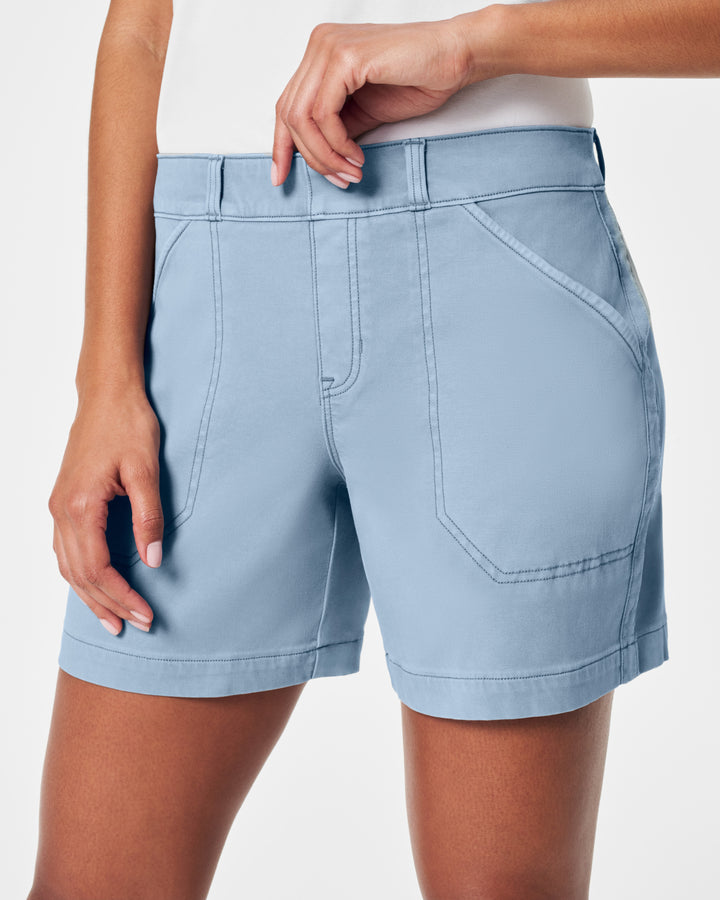 Spanx Stretch Twill 6" Shorts in Mountain Blue