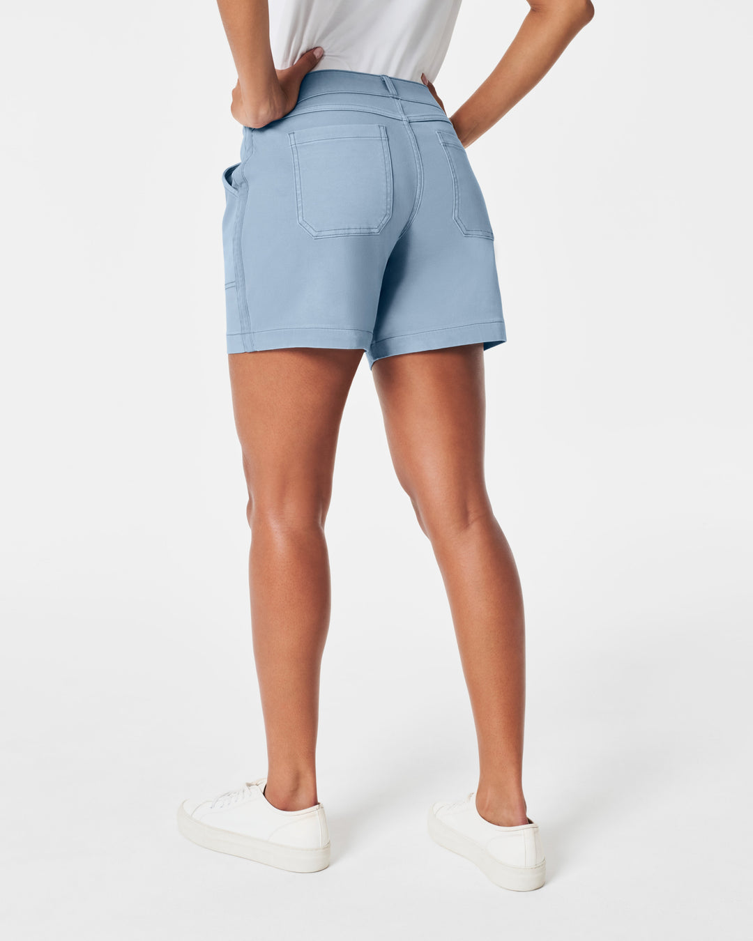 Spanx Stretch Twill 6" Shorts in Mountain Blue