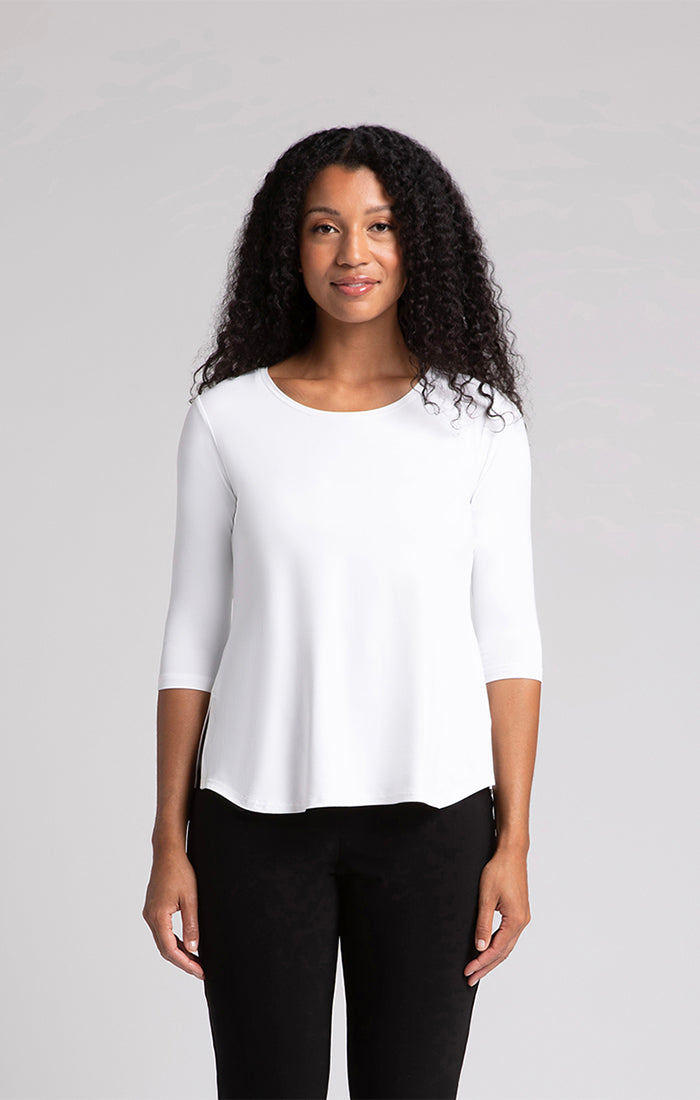 Sympli Go To Classic T Relax 3/4 Sleeve in White