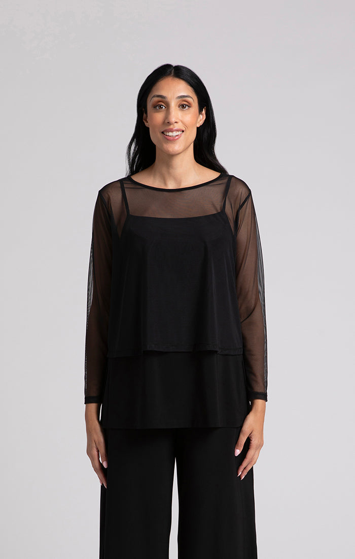 Sympli Mesh Go To Cropped T in Black