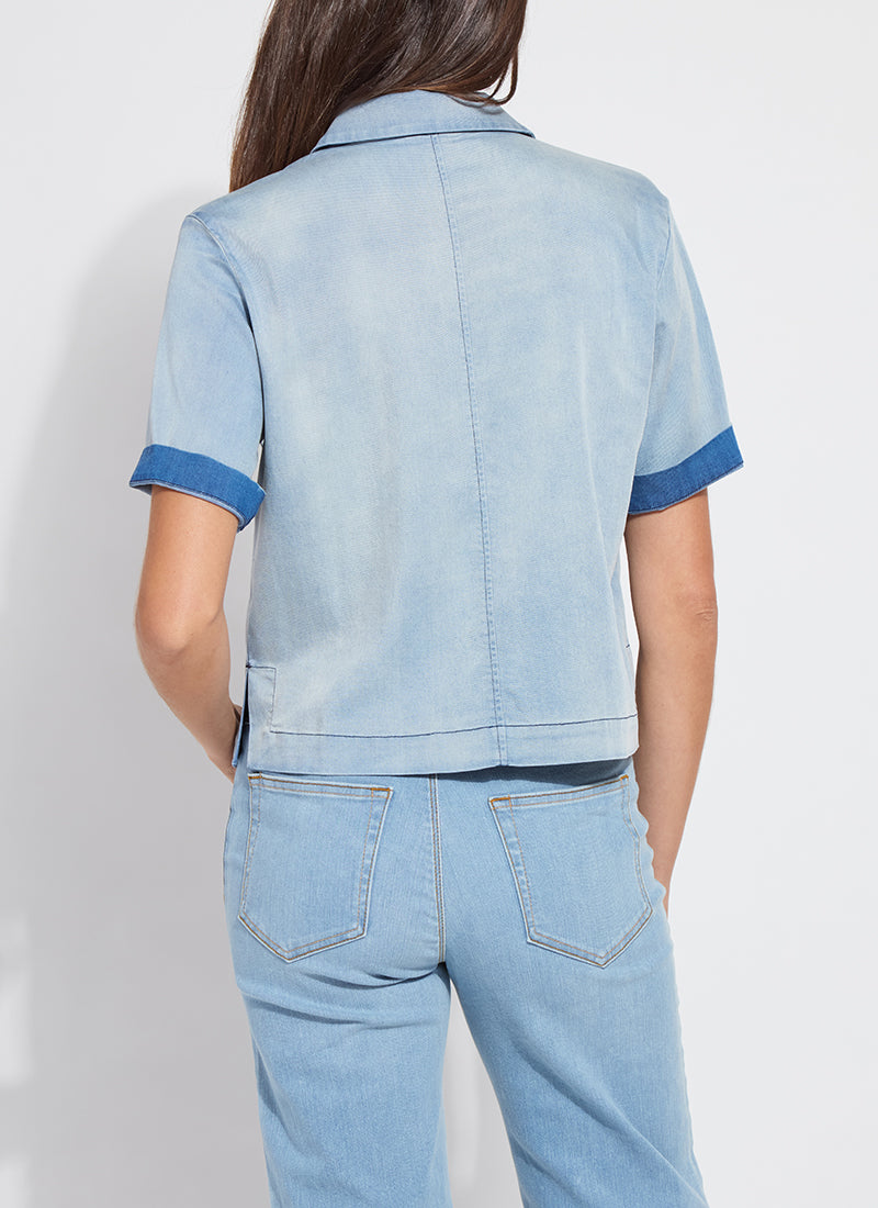 Lysse Bianca Chambray Short Sleeve Top