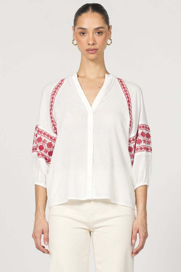 Dear John Alyssa Button Up White Blouse