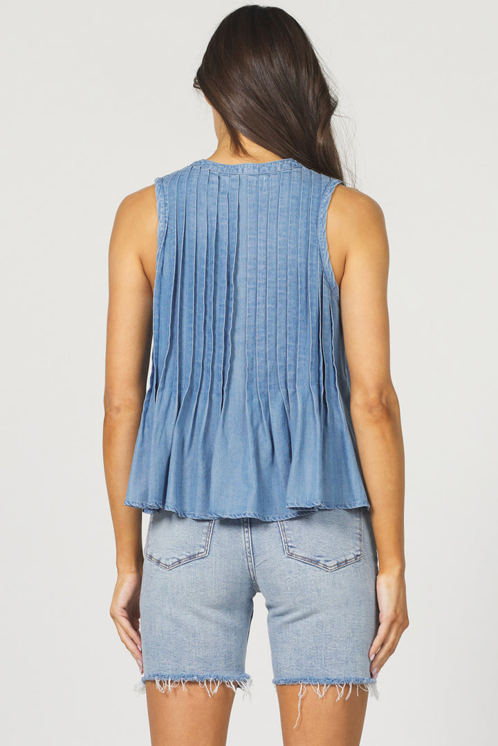 Dear John Myron Top in Bleached Denim