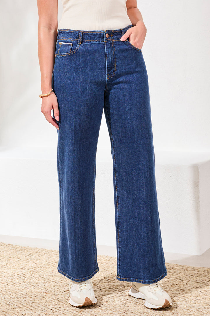 Tribal Brooke Wide Denim Trouser Jeans in Blue Dream