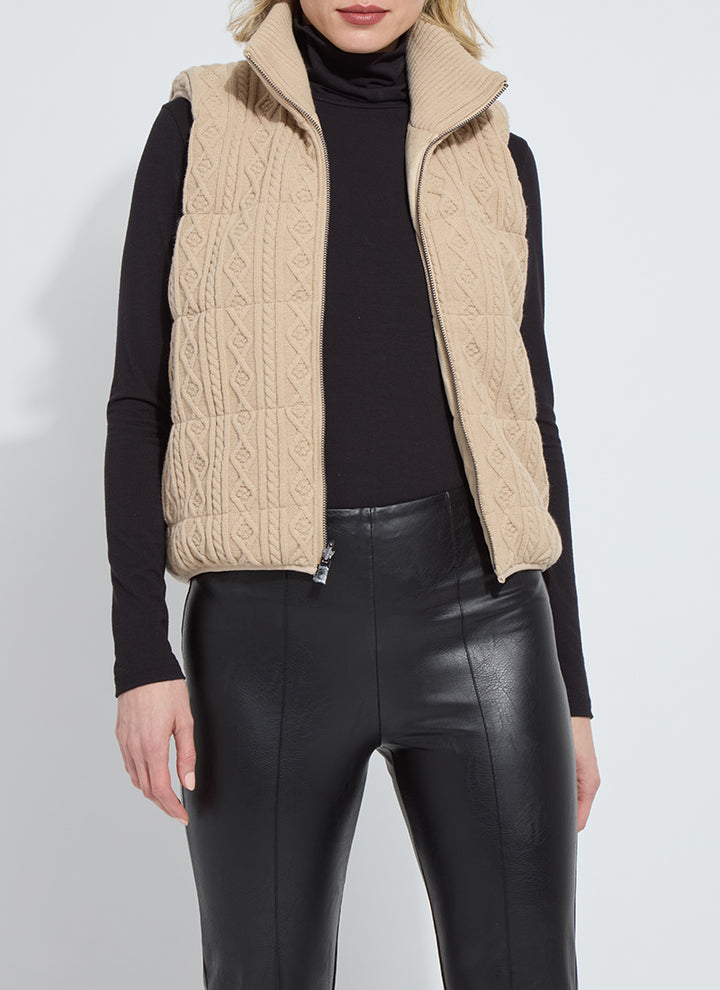 Lysse Petra Reversible Puffer Sweater Vest in Blonde Wood