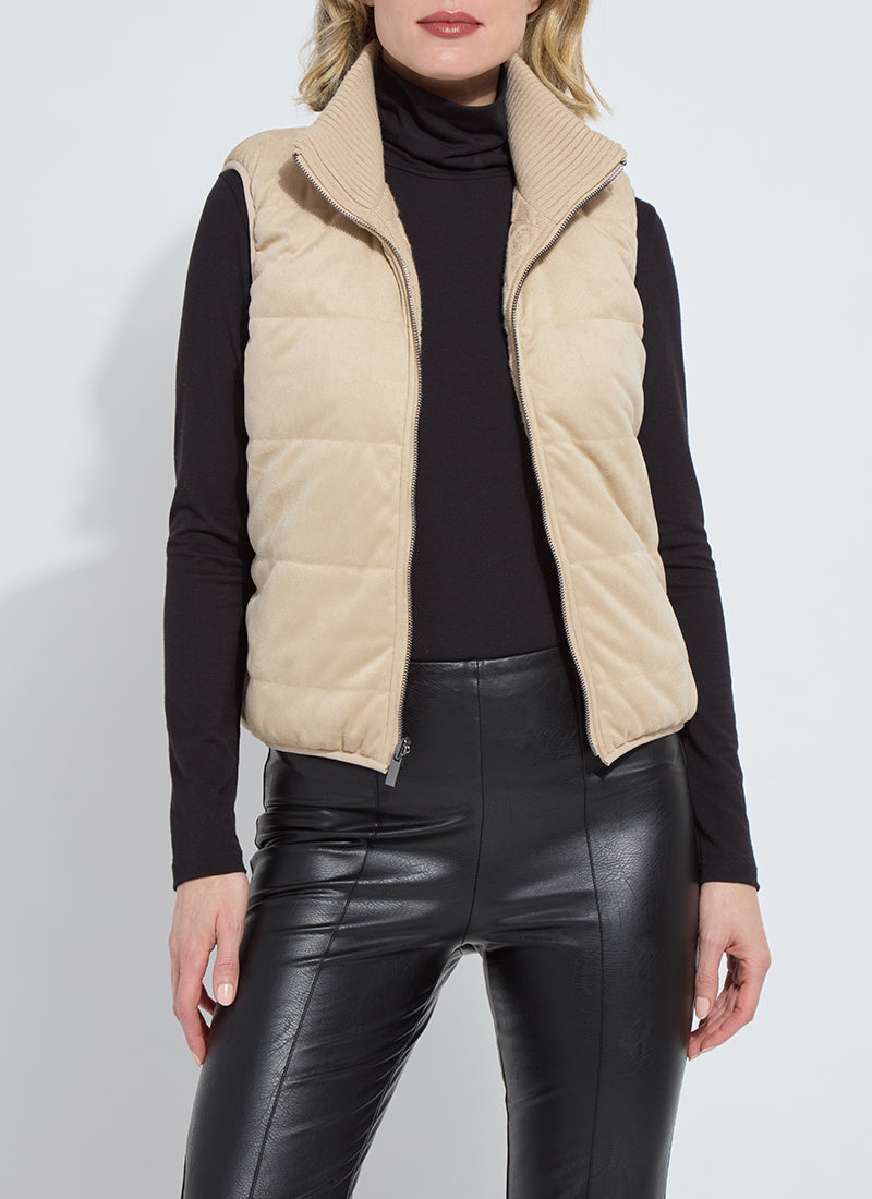 Lysse Petra Reversible Puffer Sweater Vest in Blonde Wood