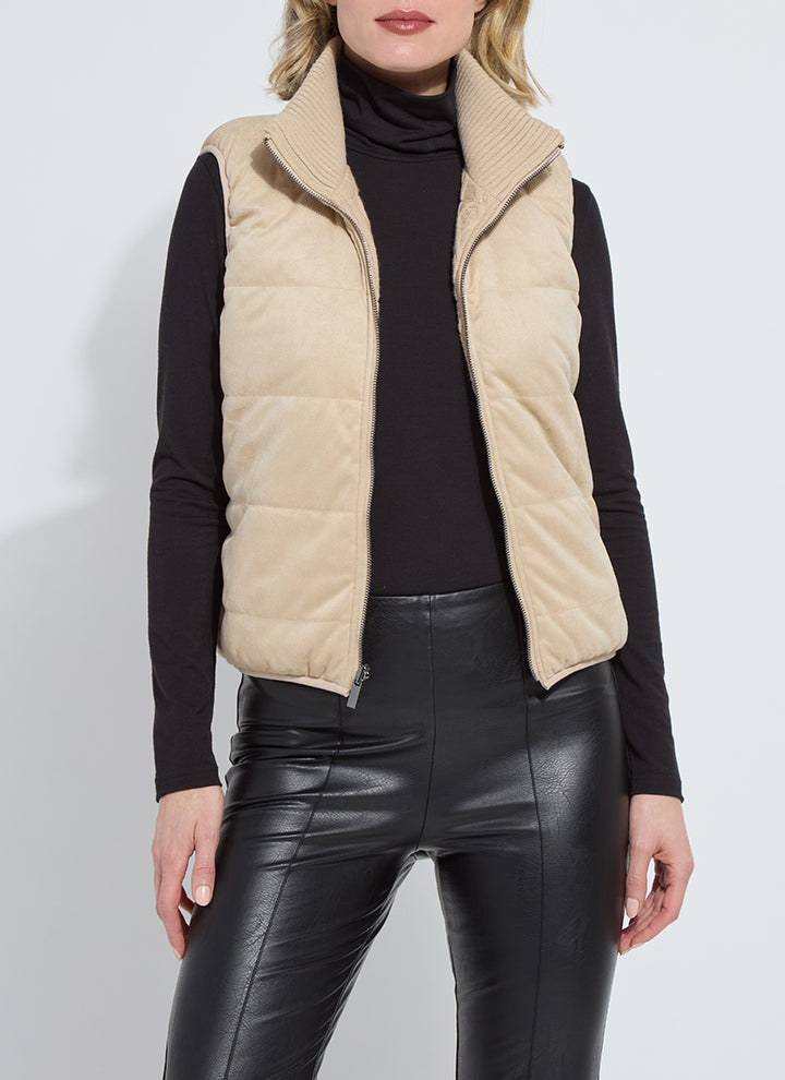 Lysse Petra Reversible Puffer Sweater Vest in Blonde Wood