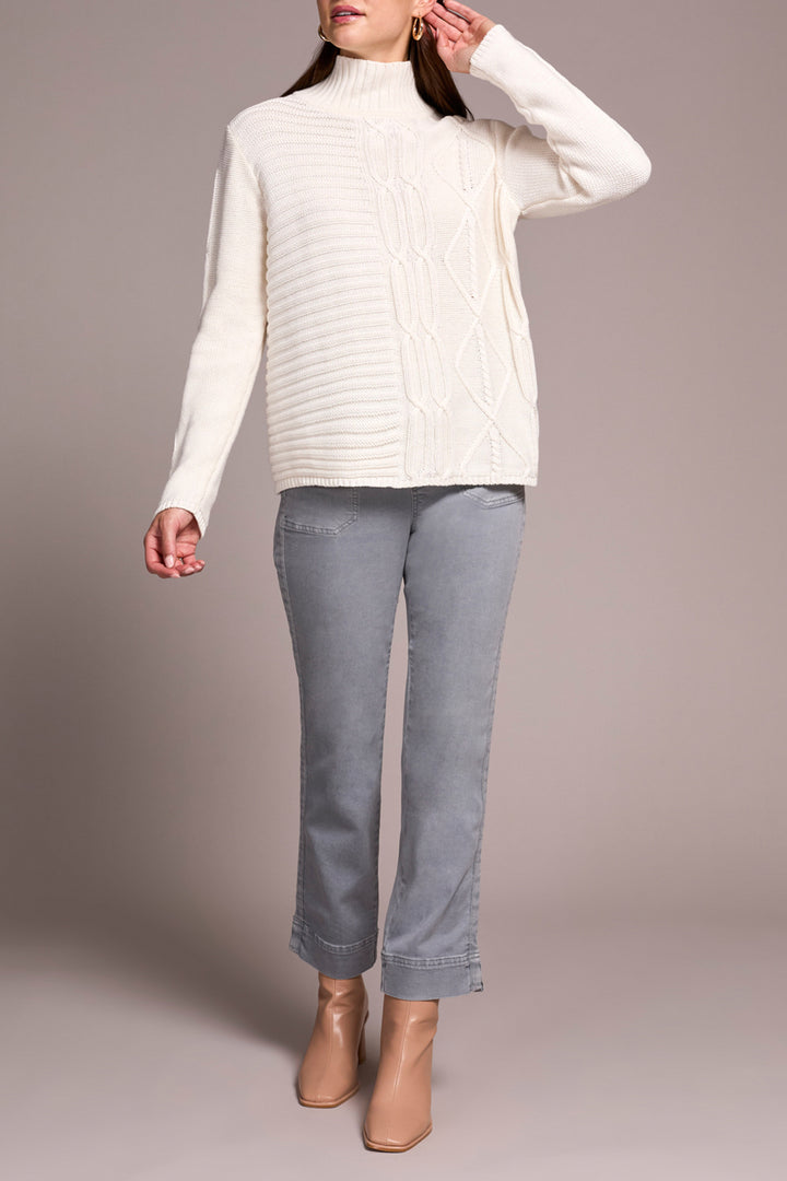 Tribal Mock Neck Sweater in Cream