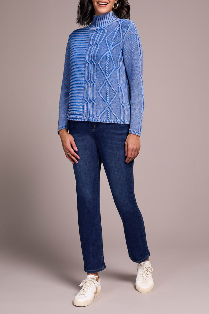 Tribal Mock Neck Sweater in Blue