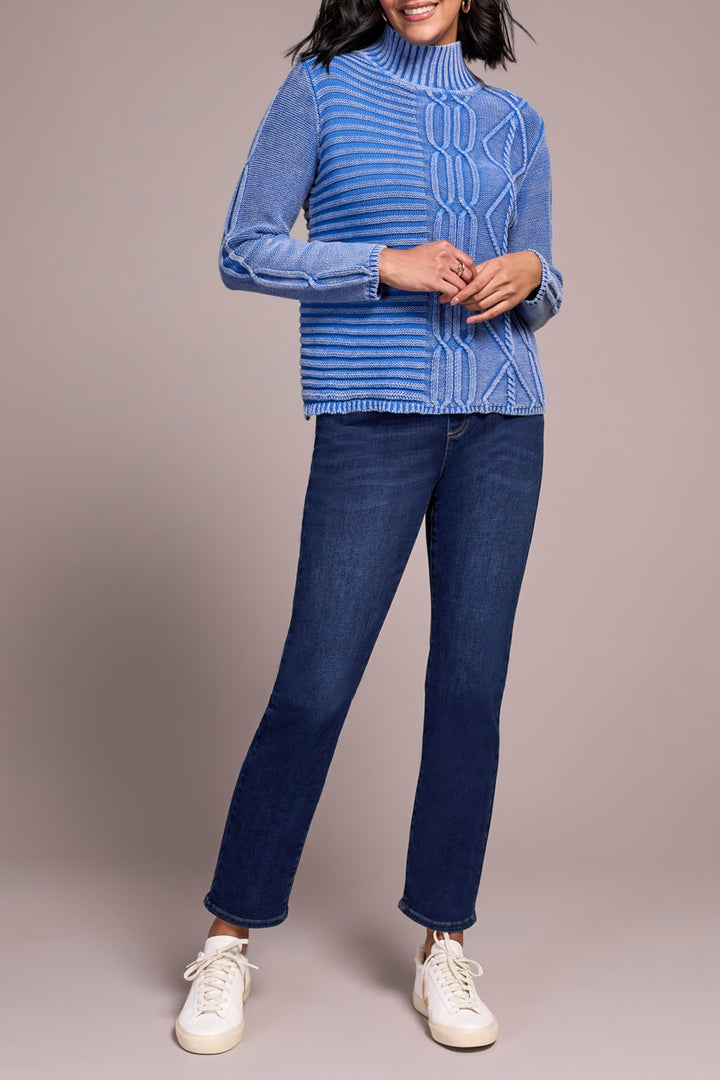 Tribal Mock Neck Sweater in Blue