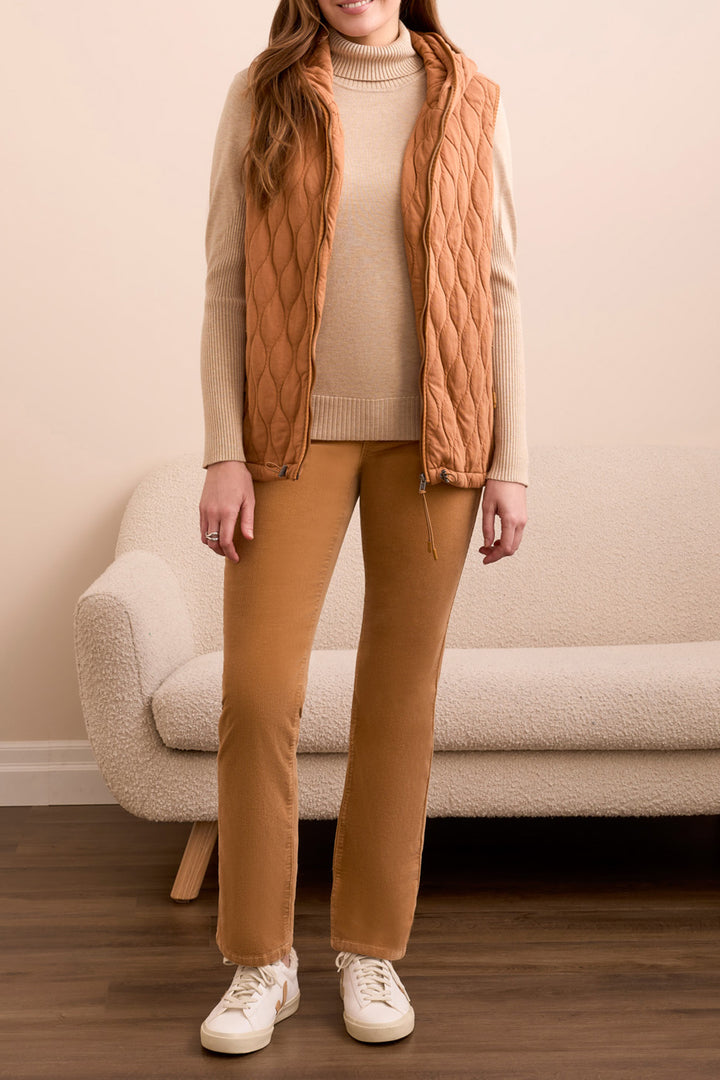 Tribal Zip Front Quilted Vest in Bran
