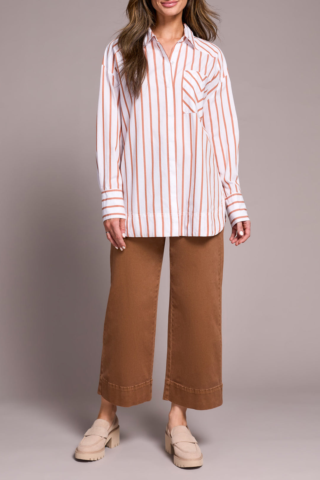 Tribal Button Front Shirt in Bran