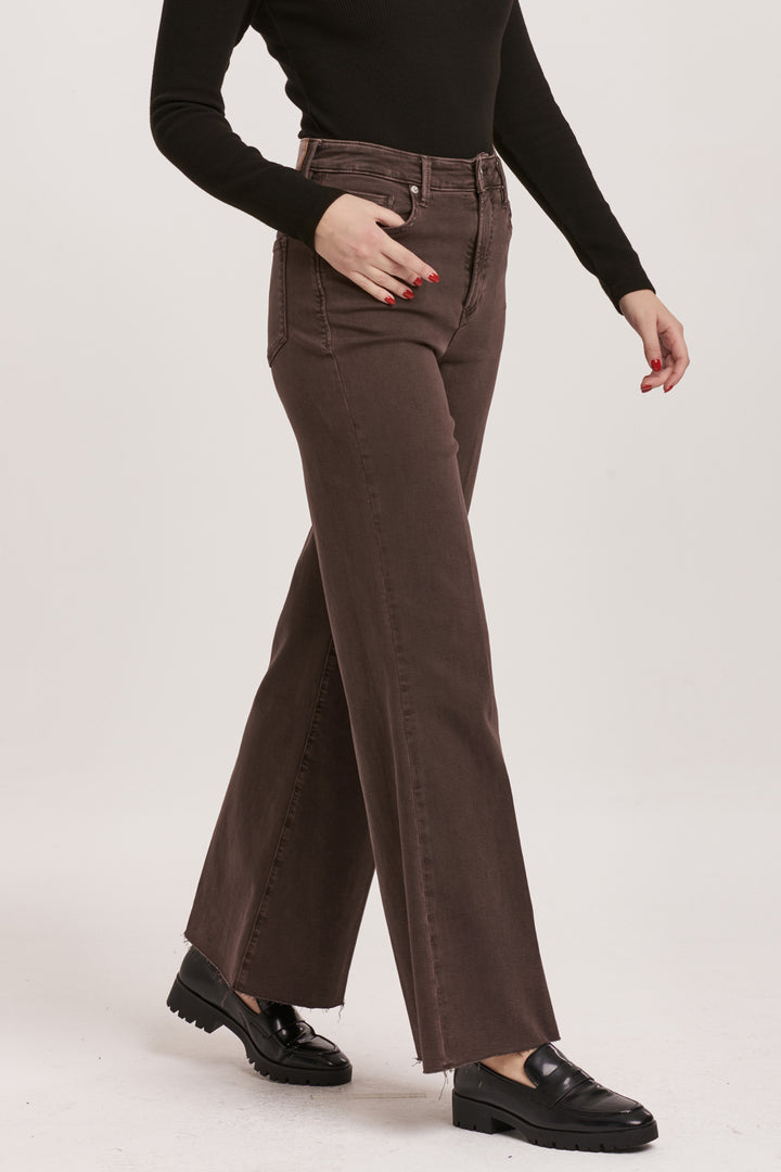 Dear John Fiona Super High Rise Wide Leg Jean in Mocha Brown