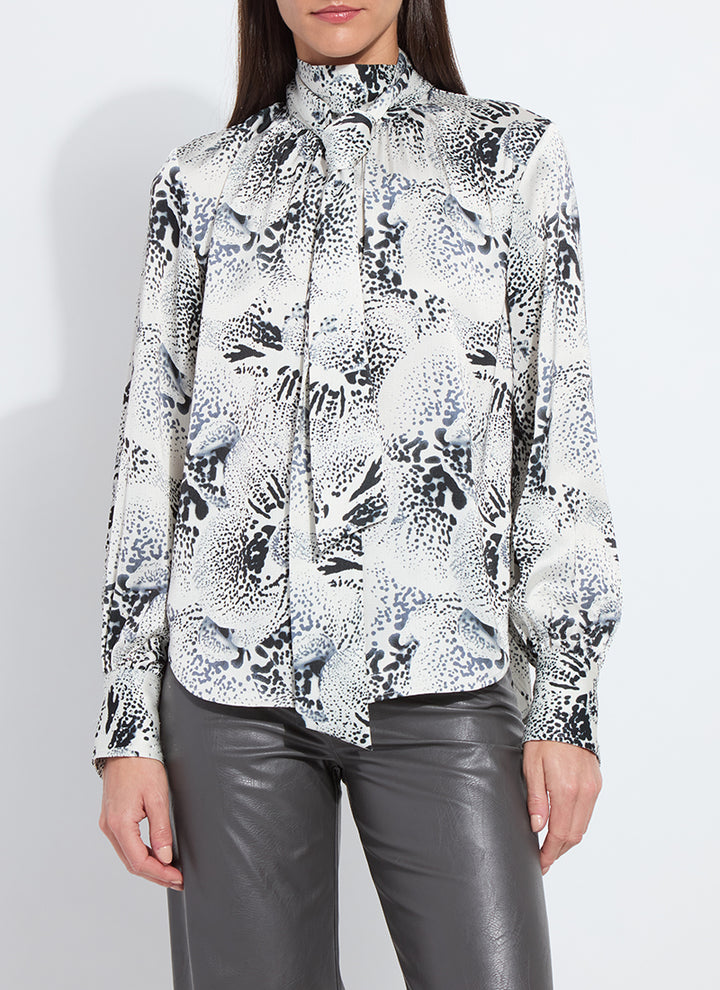 Lysse Onyx Embellished Scarf Neck Blouse in Winter Orchid