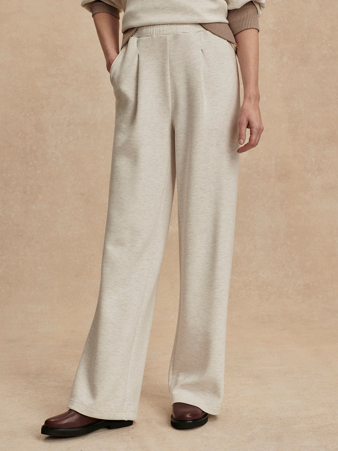 Varley The Extra Wide Leg Pant 30" in Ivory Marl