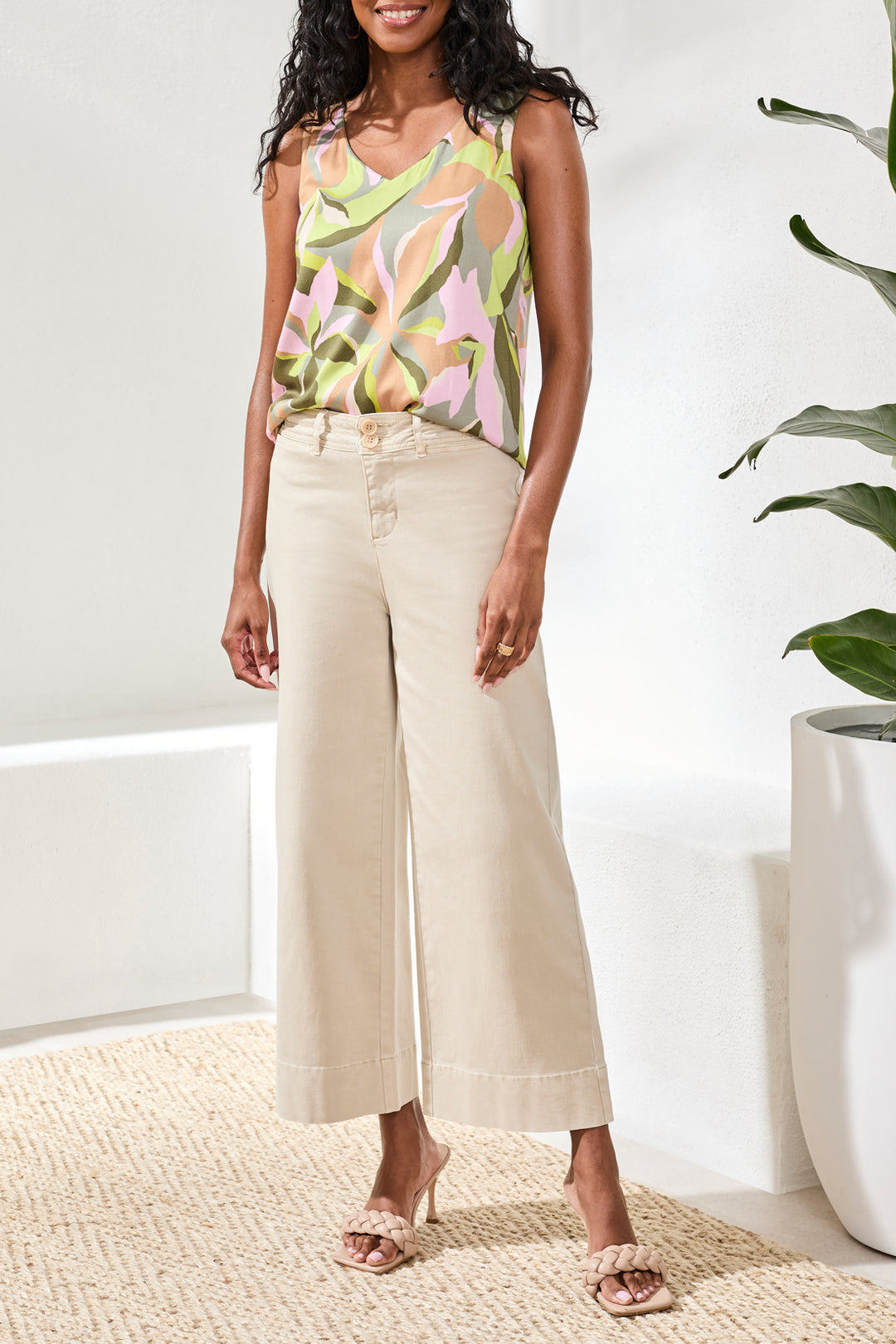 Tribal Comfort Stretch High Rise Palazzo Pants in Canvas