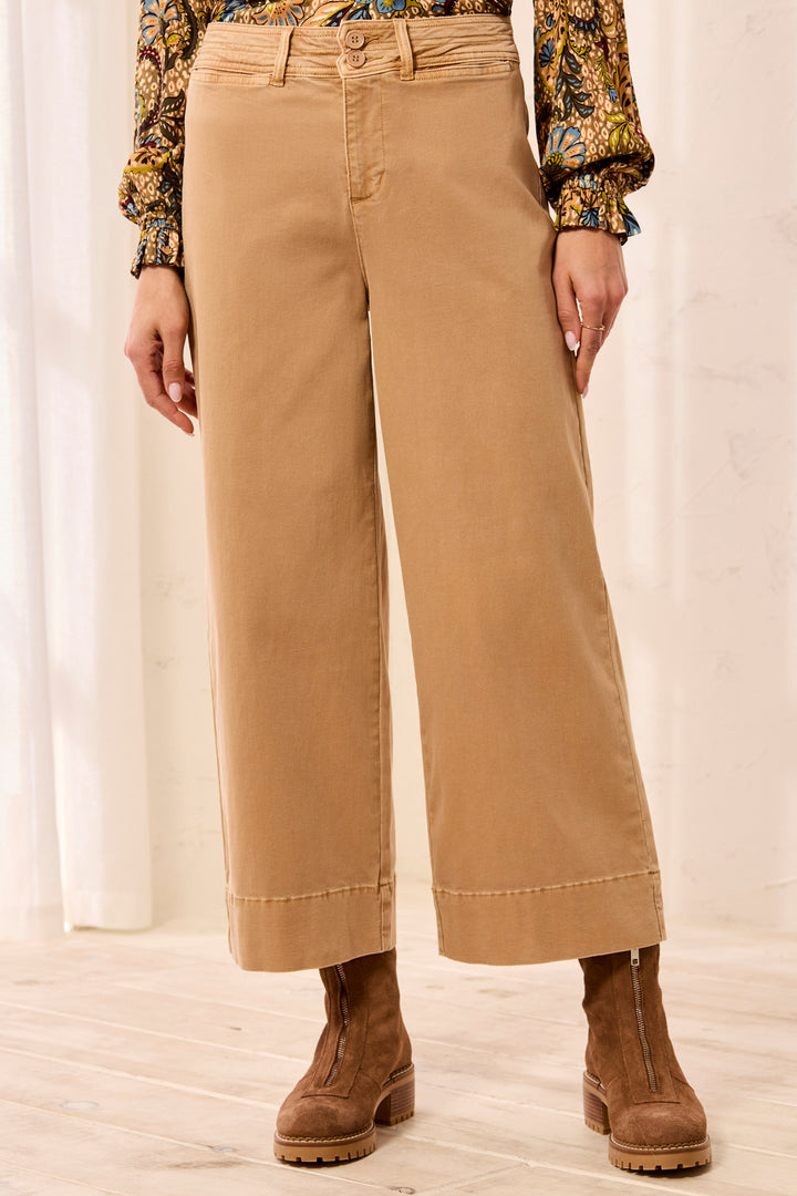 Tribal Comfort Stretch High Rise Palazzo Pants in Sesame