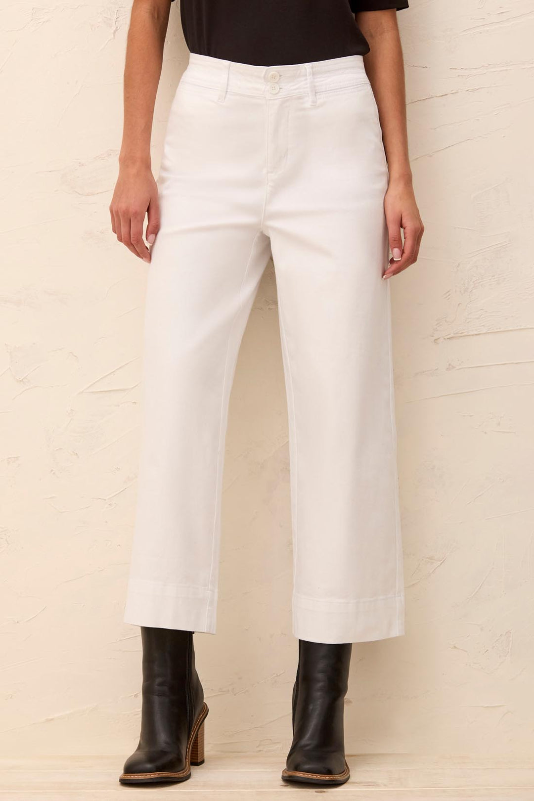 Tribal Comfort Stretch High Rise Palazzo Pants in White