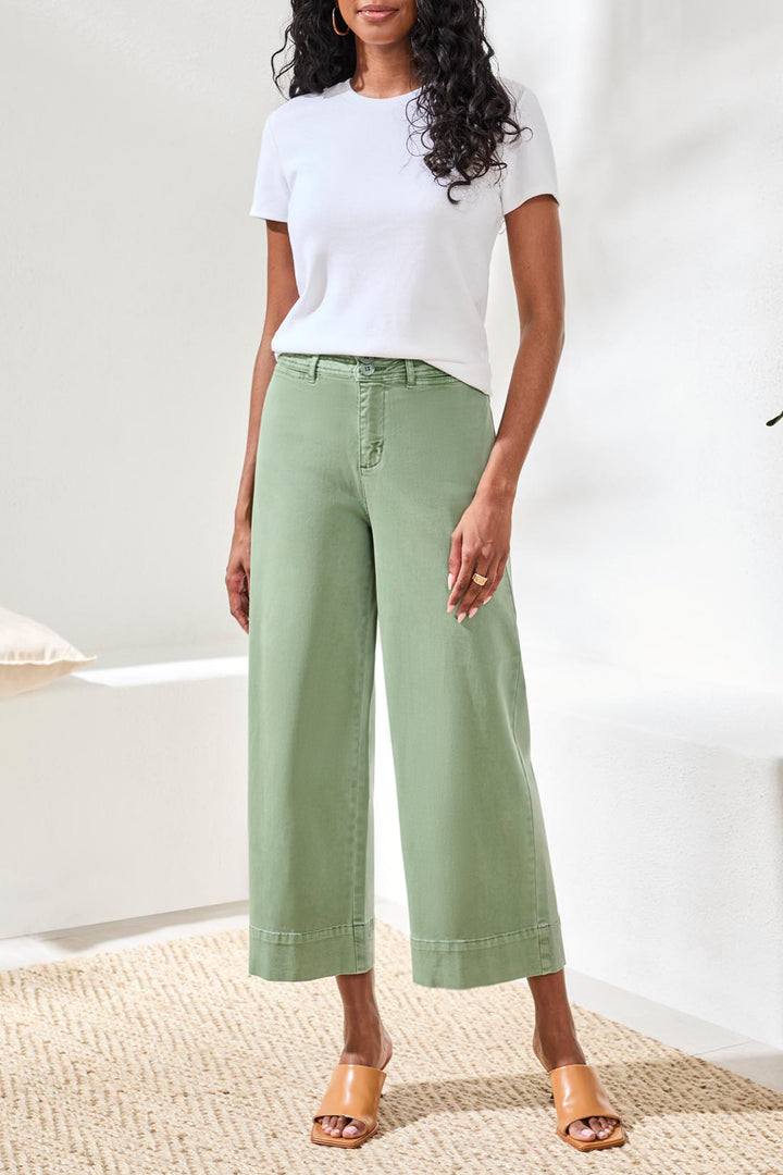 Tribal Comfort Stretch High Rise Palazzo Pants in Moss