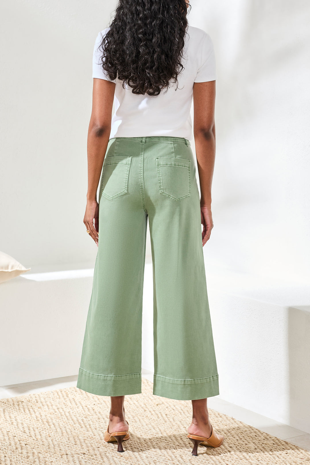 Tribal Comfort Stretch High Rise Palazzo Pants in Moss