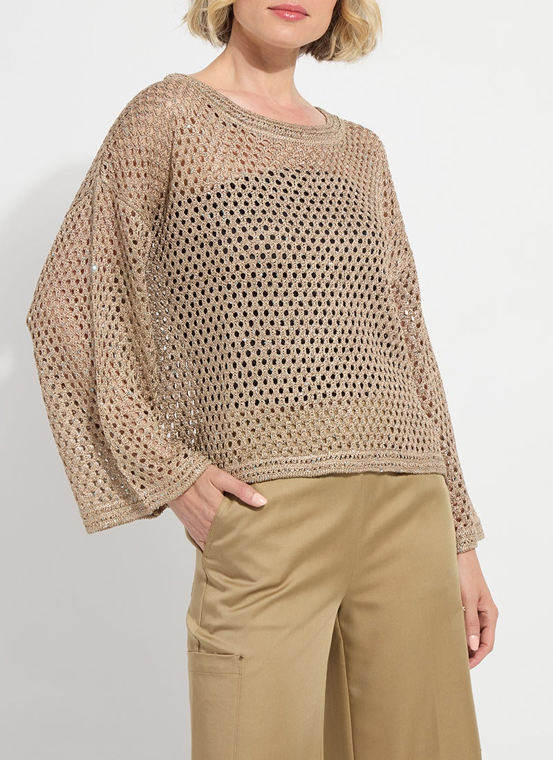 Lysse Bailey Slouchy Net Mesh Knit in Raw Umber Sequins – Sugar