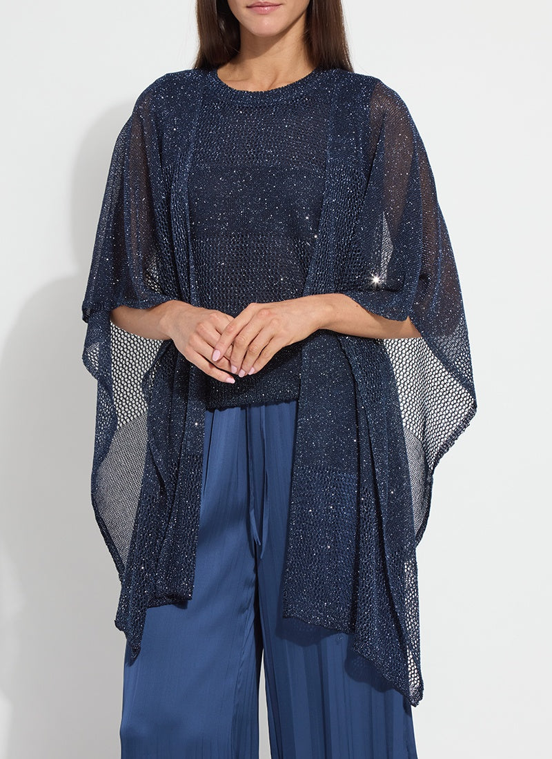 Lysse Riva Mesh Sequin Shrug in Capri Blue