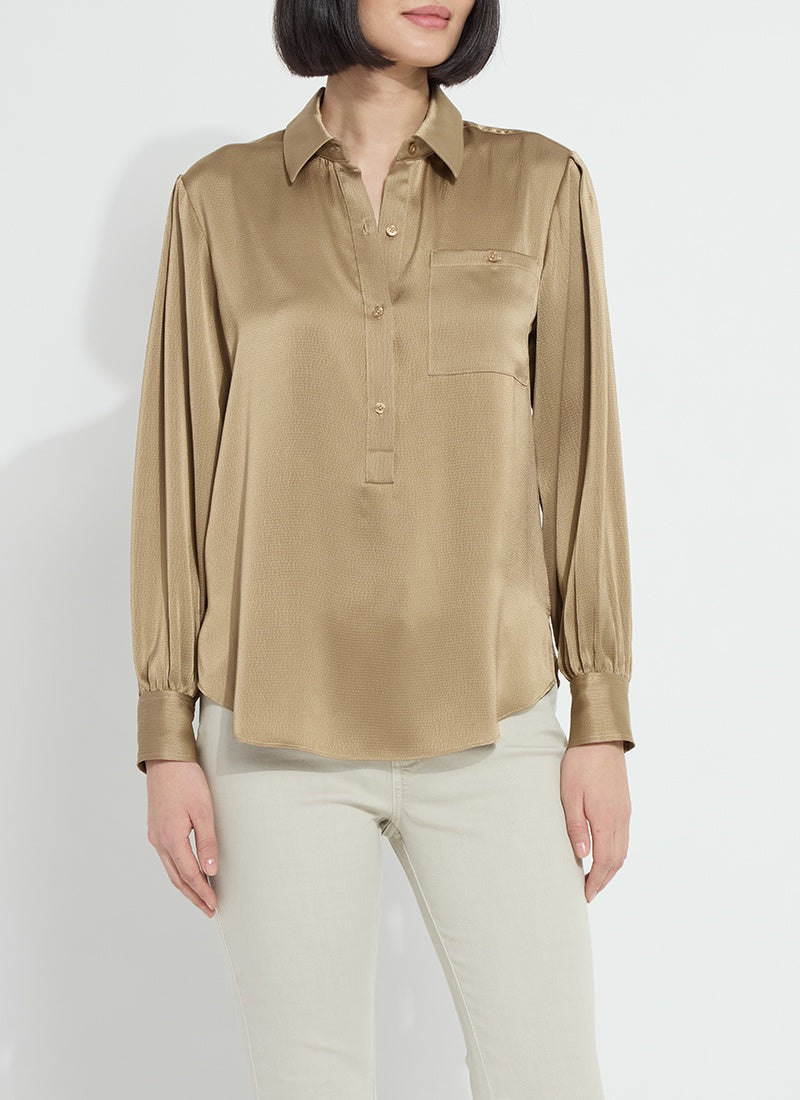 Lysse Mabel Collared Popover Shirt in Garden Olive