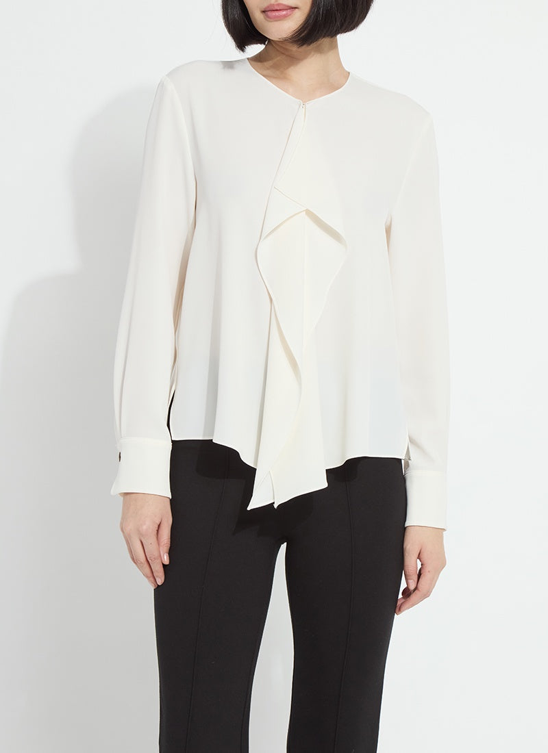 Lysse Celeste Flounced Blouse in Natural Pearl